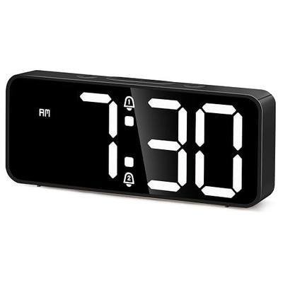 Cadmos Battery Operated Small Digital Alarm Clock — Cordless or Plug-in, Extra Loud 105dB for Heavy Sleepers Adults, LED Bedside Desk Clock for Bedroom, 2 Alarms, 5-Level Dimmer, DST(Black+White)