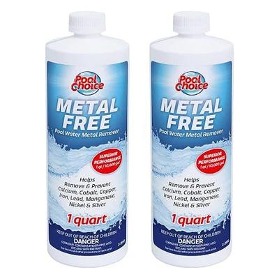 SpaChoice 1-Quart 2-Pack Premium Metal Free Pool Water Metal Remover | Pool Stain Remover, Removes and Prevents Calcium, Copper, Iron, and more, 1 quart per 10,000 gallons of water, Made in USA