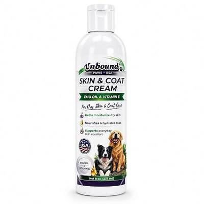 Dry Dog Skin & Coat Cream - Soothing Moisturizer for Dogs & Cats - Deep Hydration with Emu Oil & Vitamin E - 8 oz