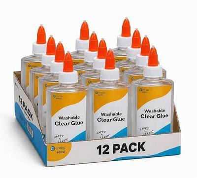 Enday Clear Glue 5oz (12 Pack) for Slime – Liquid Craft Adhesive, Dries Clear, Non-Toxic, Great for Kids Slime Making, Teacher Supplies, Classroom Must Haves, Art & Creative Activity