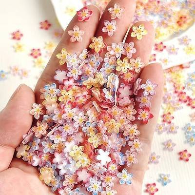 200PCS 3D Cherry Blossoms Rhinestones Nail Charms Resin Flower Nail Rhinestones Mixed Colors Cherry Blossoms Nail Design Gems Spring Summer Floral Nails Jewelry for Women DIY Craft Manicure Decor