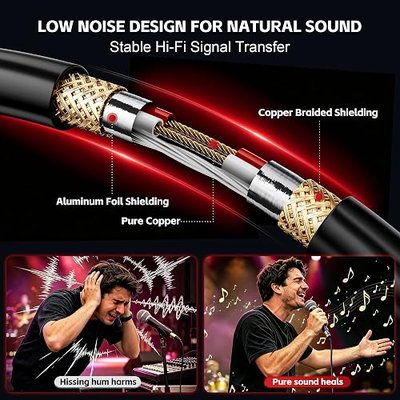 XLR Cables 3FT 6FT 10FT 15FT 25FT 50FT 100FT, Shielded Microphone Cable | All Copper Conductors Mic Cord for Studio Recording, Live Sound & Performance, Home Karaoke and Podcasting- 25ft