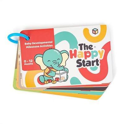 Happy Start Award-Winning Activity Cards, Baby Milestone Cards, 0-12 Months | 28 baby activity cards, expert tips with video, newborn essentials, perfect for new parents & baby's first year, shower gift