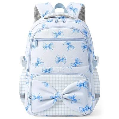 WOBAGMEN Printed Backpack for Adult Women with Bow | Water-Resistant Printed Daypack, Roomy Compartments for Daily Commute & Travel(Blue Bow)