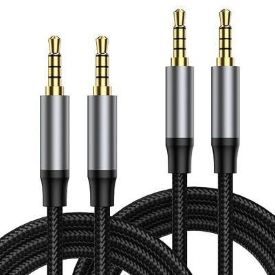 2Pack 3.5mm TRRS Audio Cable, 6.6FT 4 Pole Nylon Braided Male to Male Auxiliary Hi Fi Stereo Jack for iPad, Sumsang Phones, Tablets, Car Home Stereos, Headphones, Speaker.