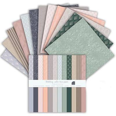 Boho Scrapbook Paper 6 x 6 In, 24 Sheets Pattern Papers (Grey) | Double Sided Scrapbook Paper, Scrapbook Supplies, Decorative Papers for DIY Junk Journal, Album Decor or Cards Making