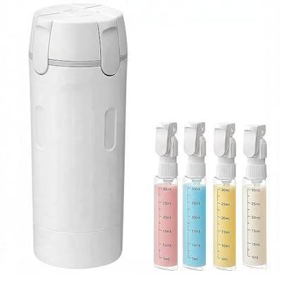 4 in 1 Travel Dispenser Bottle, Refillable Leak Proof Toiletry Containers | Portable Travel Bottles for Shampoo, Conditioner, Body Wash, Lotion and Cosmetics, Press Pump Design for Travel Essentials