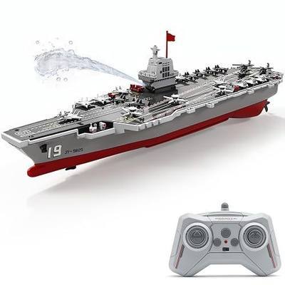 RC Boat Warship,16-inch Battleship Aircarft Carrier with Water Spray,20kmh High Speed Remote Control Military Ship with 2 Batteries for Pool & Lake, Exhibits Model Gift
