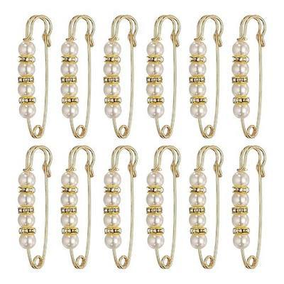Elegant Silver Brooch Pin with Pearl Accents, Set of 12 | Sophisticated 5.8CM Brooches for Women's Fashion Accessories