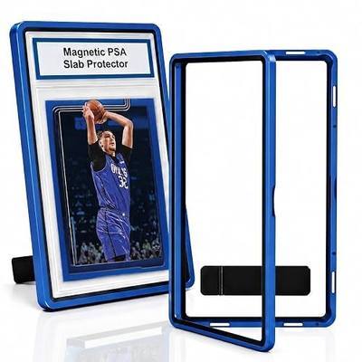 PSA Slab Case with Stand for Collectors - Premium Display & Storage Fits for 35PT PSA, CGC, CSG Cards, Heavy Duty Tempered Glass & Aluminum, Secure 9-Point Magnetic Lock, Waterproof Protector