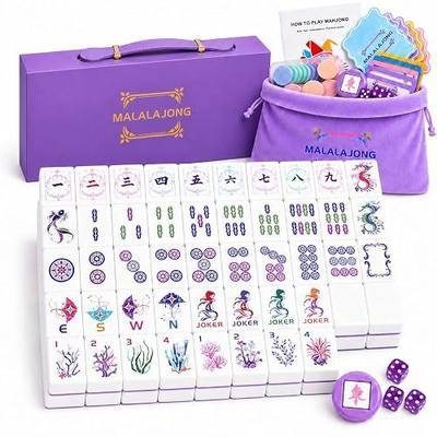 Purple American Mahjong Set, 168 Premium Melamine Tiles with 12 Jokers, Luxury Gift Box Mahjongg Set for Women, Moms & Grandmas, Portable Board Game for Girls’ Night & Weekly Clubs