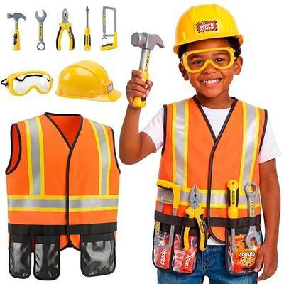 Pandapop Kids Tool Set, Costumes for Kids, Toddler Dress Up Toys | Toddler Tools with Kids Construction Vest & Hard Hat, Kids' Dress Up & Pretend Play, Halloween Costumes for Kids