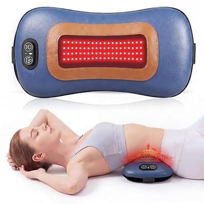 4-in-1 Cordless Lumbar Support Pillow with Red & Infrared Light, Heat, Vibration & Airbag Stretching – Rechargeable Back Support Cushion for Bed, Chair & Daily Comfort