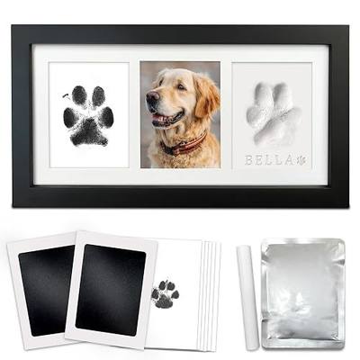 Paw Print Kit Keepsake for Dogs Cats,Clay Ink Pawprints Frame,Black | 2 Large Clean Touch Ink Pads,Non-Toxic Reusable Soft Clay,Detailed Instructions,Dog Nose Print,Pet Lover Gifts