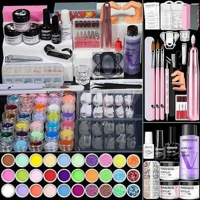 Acrylic Nail Kit for Beginners with Everything: Complete Acrylic Nail Kit with Drill and Acrylic Powder and Liquid Set Decoration Supplies DIY Home