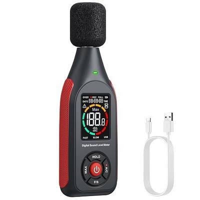 BINTA Decibel Meter Digital Sound Level Data Logger, Portable SPL Meter | 3-Color Alarm A/C Weighted, 30-130dB Fast/Slow, Data Hold, Graph Printing Rechargeable db Meter for Office Factory Neighbor