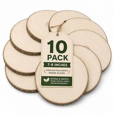 Wood Slices for Centerpieces, 7-8 Inches, Round, 10 Pack, Rustic Style, for Weddings, Baby Showers, and DIY Crafts
