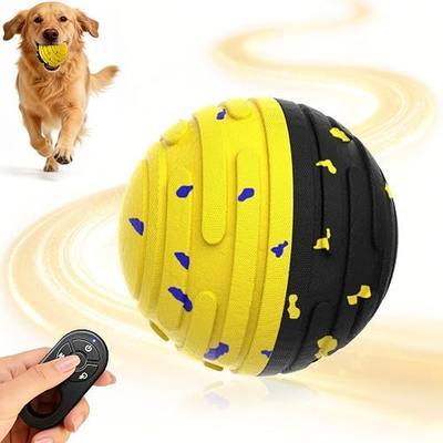 Interactive Dog Toy Ball with Remote Control - for Dogs, Yellow/Black Ball | E-TPU Bite-Resistant, Automatic Rolling, Bounce Ball, Stimulating Moving Dog Toys for Small, Medium and Large Dogs, Indoor