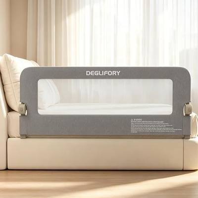 Bed Rail for Toddlers, 71IN Baby Bed Rail Guard Folding Up, Child Safety Side Railing Guards with Reinforced Anchor for Twin, Full, Queen, King Bunk Size Bed —Grey