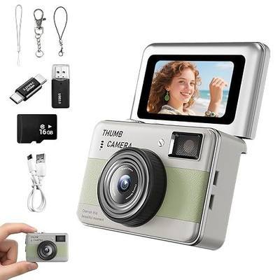 Mini Keychain Camera - HD Thumb Camera, 1.47-inch Flip Screen | Multiple Shooting & Recording Modes | Portable Digital Camera with SD Card for Travel, Party | Ideal Fashion Pendant Gift
