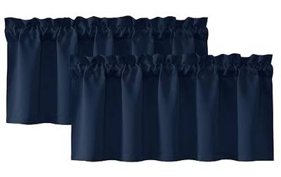 PONY DANCE 2 Panels Navy Blue Blackout Valance for Windows - Rod Pocket Small Curtains for Bathroom Basement, Thermal Insulated Living Room Bedroom Short Valance, 42" W x 16" L