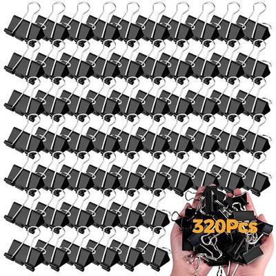 320 Pcs Bulk Medium Binder Clips 1.25 in Black Paper Clamps Office Supplies | 1 1/4 Binder Clips Office Essential, Rustproof Metal Paper Clamps, Teachers School Business Document Binding Organization