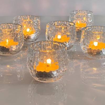 Gurfuy Clear Glass Votive Candle Holders 6 Set | Tealight Candle Holder, Festival Wedding Parties, Table Centerpiece Shelf Decoration, Fall Home Decor, Hammer