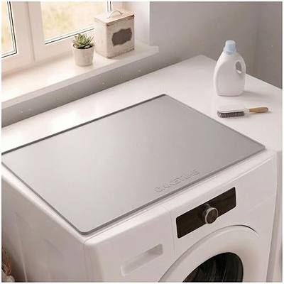 Silicone Laundry Machine Mat, Non Slip Dryer Top Protector Pad, Heavy Duty Waterproof Washable Rubber Mat for Washing Machine & Dryer, Easy to Clean Reusable Pad for Home Laundry Area