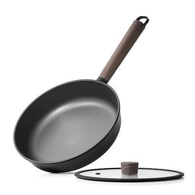 SENSARTE 9.5" Non Stick Frying Pans Skillet with Lid, PFOA/PFOS Free | Non Toxic Healthy Chef's Pan for Eggs, Works as Small Wok for Cooking, Kitchen & Home Essentials, Induction Compatible, Black