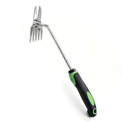 Garden Tools,2-in-1 Hand Weeder Puller, Heavy Duty Stainless Steel Gardening Hand Tool for Deep Root Removal, Ergonomic Non-Slip Weed Remover for Lawn Yard Garden,1 Pack (Five Tooth)