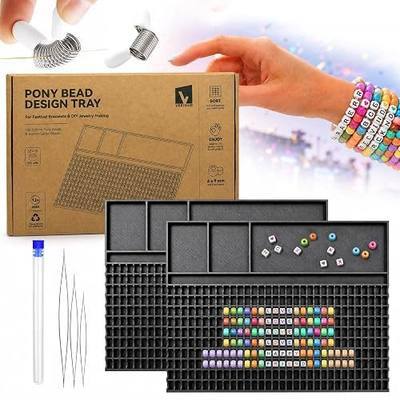 2 Pack Bracelet Design Stringing Trays for 6×9mm Pony & 6×6mm Letter Beads