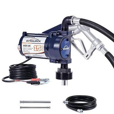 12V Fuel Transfer Pump 15 GPM with Manual Nozzle & Hose | Diesel Transfer Pump 12 Volt Electric Gasoline Transfer Pump Kit for Fuel Tank, Gasoline, Diesel, Kerosene