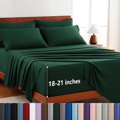 CozyLux 6-Piece Full Size Bed Sheets, Fits 18-21 Inch Mattresses, Oeko-TEX | 4 Pillowcases, 1 Flat Sheet and 1 Fitted Sheet with All-Around Elastic, 21-Inch Deep Pocket for a Secure Fit, Emerald Green