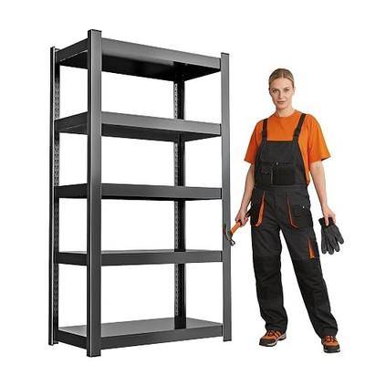 Metal Garage Shelving, 5-Tier Adjustable Storage Shelves, 2500LBS Heavy Duty Utility Racks for Basement, Kitchen, Warehouse (Black)