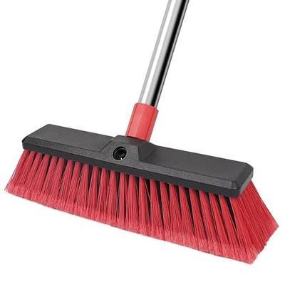 14”Push Broom with 70” Long Handle Heavy Duty Outdoor Broom for Cleaning Shop Garage Driveway Patio Deck Concrete Floor Sweeping