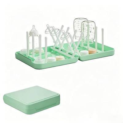 Foldable Travel Bottle Drying Rack, 16-Rib High Capacity, Space-Saving Portable Drying Rack for Baby Bottles, Breast Pumps & Feeding Accessories, Lightweight for Daily & Travel Use