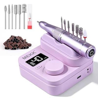MEKK Professional Electric Nail Drill 40000RPM Rechargeable Electric Nail File with Magnetic Handpiece Holder, Nail Filer with 7PCS Bits & 51PCS Sanding Bands & LCD Display,Home & Salon