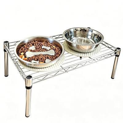 2 Pack Elevated Dog Bowl Set, Slow Feeder Dog Bowl for Small Breeds, 1~1.5 Cups Stainless Steel Dog Bowls with 7'' Height Raised Adjustable Stand, 304 Metal Slow Feed Bowl, Dishwasher & Rustproof