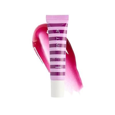 Winky Lux Lip Libations, 10% Squalane Lip Treatment, Deeply Hydrates, Softens, Nourishes, with HA, Vitamin E & B5, Ceramide NP, Shea Butter, Clean Beauty, Cruelty-Free, Vegan, Sangria, Tinted Shine
