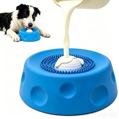Dog Licking Bowl with Rolling Ball, Dog Lick Bowl, Slow Feeder Dog Bowls, Lick Mat for Dogs with Silicone BPA-Free Food-Grade Suction Base for Yogurt Bone Broth Peanut Butter