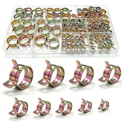100Pcs 9 Sizes Spring Hose Clamps Automotive Fuel Vacuum Water Line Kit | Spring Hose Clamps Assortment Kit, Automotive Hose Clamps, Radiator Hose Clamps, Fuel Line Clamp, Air Tube, Water Pipe