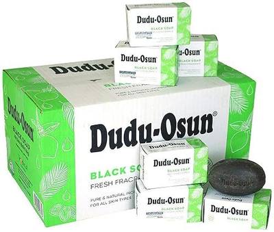 Dudu-Osun African Black Soap Bar 150g (Pack of 6) - by Tropical Naturals, Authentic Black Soap with Shea Butter, Honey for Moisture & More