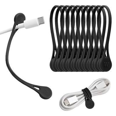 Wrap-It Storage MagnaTies 10pk Magnetic Silicone Ties for Cords | Magnetic Cable Ties | Silicone Cable Ties | Cord Ties For Electronics