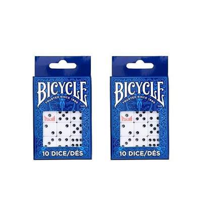 Bicycle 20x Dice Set, 2X 10 Pack Six Sided D6 Dice, Standard Casino Game Classic White and Black Die, 20 Count, 16 mm