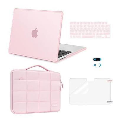 MOSISO Compatible with MacBook Air 13 inch Case M5 M4 M3 M2 2026-2022 | TPU Bumper Hard Shell&Puffy Sleeve Bag&Keyboard Skin&Webcam/ScreenFilm for Mac Air 13.6, A3449 A3240 A3113 A2681, Pink