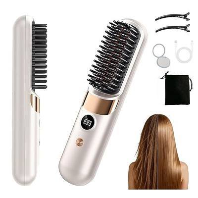 Go Brush Pro Cordless Hair Straightene for Travel | Portable Straightener with 4 Temperature Settings LED Display Rechargeable Fast Heating Hair Brushs