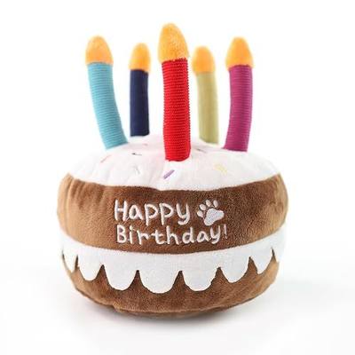 Dog Birthday Cake, 7'' Plush Chew Toys | Party Gift Birthday Decorations, With Squeakers, For Puppies, Small Medium Large Dogs
