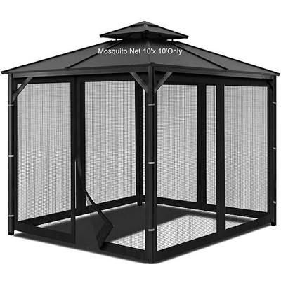 Gazebo Universal Replacement Mosquito Netting, 4-Panel Sidewall Screen for 10x10 FT Gazebo, Outdoor Canopy Curtains with Zippers, Easy to Install, Black