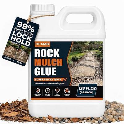 Long-Lasting Landscape Rock Mulch Glue – 1 Gallon Heavy-Duty Adhesive, Locks Gravel/Pine Straw/Rubber Mulch, Weather-Resistant, Eco-Friendly,128oz