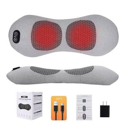 USB Electric Lumbar Support Pillow with Charger Adapter | 3-in-1 Triple Fusion Back Massager with 10FT USB Cable for Lower Back Relief, Sciatica & Deep Tissue Massage